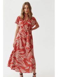 TATUUM Sukienka w kolorze biało-czerwonym rozmiar: 42. Białe sukienki Tatuum, bez wzorów, z tkaniny, bez kołnierzyka, bez ramiączek, midi, rozkloszowane. Za 183.59 zł.