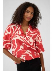 Kaffe Bluzka w kolorze koralowo-kremowym rozmiar: 38. Czerwone bluzki Kaffe, s, bez wzorów, z wiskozy, klasyczne, bez kołnierzyka, bez ramiączek. Za 104.99 zł.