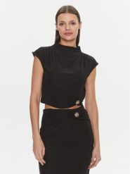 Guess Bluzka W4RP40 KAQL2 Czarny Slim Fit. Czarne bluzki Guess, l, z aplikacjami, bez kołnierzyka, bez ramiączek. Za 129.99 zł.