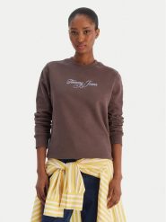 Tommy Jeans Bluza Essential DW0DW21922 Brązowy Regular Fit. Brązowe bluzy bez kaptura Tommy Jeans, l, bez wzorów, z bawełny, bez kaptura. Za 329.99 zł.