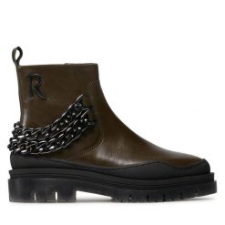 Botki Rage Age. Zielone botki Rage Age, bez wzorów, bez obcasa, na płaskiej podeszwie, bez zapięcia. Za 499.99 zł.