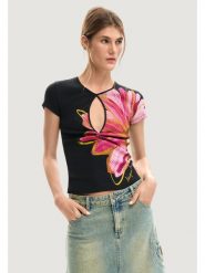 Desigual T-Shirt Dublin 26SWTK05 Czarny Regular Fit. Czarne t-shirty Desigual, s, bez wzorów, z bawełny, bez kołnierzyka, bez ramiączek. Za 209.99 zł.