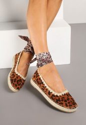 Panterkowe Espadryle z Plecioną Podeszwą i Wiązaniem Wokół Kostki Cyntavia. Espadryle Born2be, bez wzorów, casualowe, bez obcasa. W wyprzedaży za 72.24 zł.