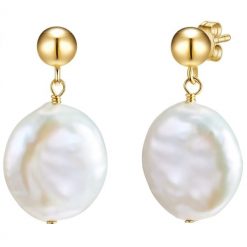 Valero Pearls Kolczyki wiszące z perłą srebro wysokiej próby Perła hodowlana słodkowodna żółte złoto 1 ct Damski. Żółte kolczyki Valero Pearls, z perłą, pozłacane. Za 359.99 zł.