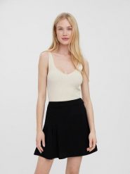 Vero Moda Top dzianinowy w kolorze kremowym rozmiar: XL. Brązowe topy Vero Moda, xl, bez wzorów, z dzianiny, bez kołnierzyka, bez ramiączek. Za 28.58 zł.
