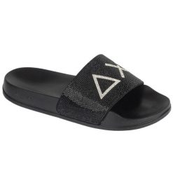 Klapki na basen damskie, Slippers Strass Logo. Czarne klapki SUN68, bez wzorów, sportowe, bez obcasa, bez zapięcia. Za 169.90 zł.