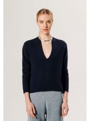 Rodier Wełniany sweter w kolorze granatowym rozmiar: L. Niebieskie swetry Rodier, l, bez wzorów, z wełny, klasyczne, bez ramiączek. Za 261.05 zł.