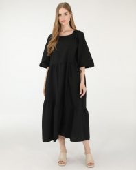 ROZKLOSZOWANA SUKIENKA Z BAWEŁNY. Sukienki Unisono, na imprezę, l, bez wzorów, z bawełny, bez kołnierzyka, bez ramiączek, rozkloszowane. Za 229.00 zł.