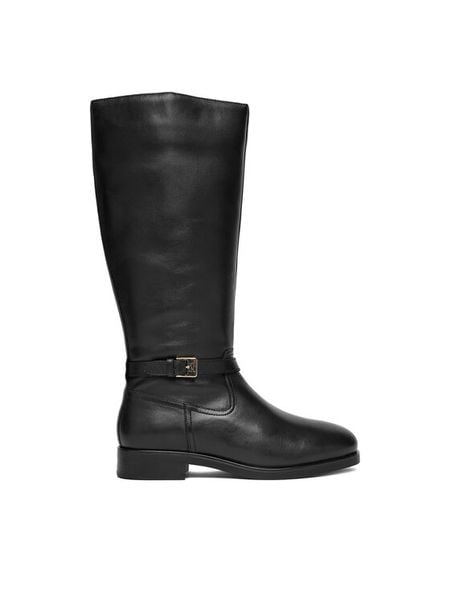 Tommy Hilfiger Kozaki FW0FW08873 Czarny. Czarne kozaki Tommy Hilfiger, bez wzorów, ze skóry, bez obcasa, na płaskiej podeszwie, bez zapięcia. Za 999.99 zł.
