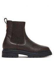 Tommy Hilfiger Sztyblety FW0FW08771 Brązowy. Brązowe botki Tommy Hilfiger, bez wzorów, ze skóry, bez obcasa, na płaskiej podeszwie, bez zapięcia. Za 559.99 zł.