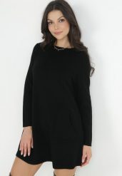 Czarna Tunika Dzianinowa Prążkowana Mishi. Czarne tuniki Born2be, bez wzorów, z dzianiny, bez kołnierzyka, bez ramiączek. W wyprzedaży za 104.99 zł.