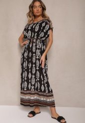 Czarna Wiskozowa Sukienka o Pudełkowym Kroju w Etniczny Print Miriliana. Czarne sukienki Renee, na co dzień, xl, z aplikacjami, z jeansu, eleganckie, bez kołnierzyka, bez ramiączek, maxi, kopertowe. W wyprzedaży za 55.99 zł.