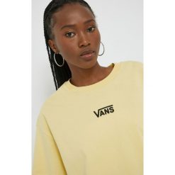 Vans t-shirt bawełniany kolor żółty. Żółte t-shirty Vans, m, z aplikacjami, z bawełny, bez kołnierzyka, bez ramiączek. Za 119.99 zł.
