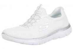 Obuwie Sportowe Damskie Skechers Summits Biały. Białe buty treningowe Skechers, na lato, bez wzorów, z materiału, bez zapięcia. Za 259.99 zł.
