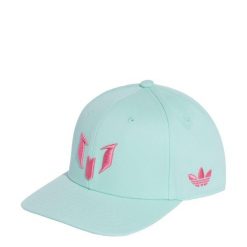 Czapka Lionel Messi z zapięciem na zatrzask. Czarne czapki z daszkiem adidas, bez wzorów, z bawełny, eleganckie. Za 129.00 zł.