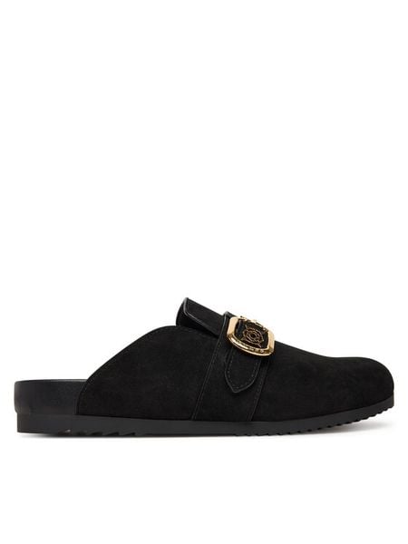 Guess Klapki FLPGAL ESU06 Czarny. Czarne klapki Guess, z aplikacjami, z materiału, bez obcasa, bez zapięcia. Za 549.99 zł.