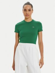 Lacoste T-Shirt TF7218 Zielony Slim Fit. Zielone t-shirty Lacoste, bez wzorów, z bawełny, bez kołnierzyka, bez ramiączek. Za 199.99 zł.