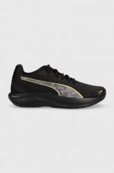 Puma buty do biegania Feline Profoam Safari Glam kolor czarny. Czarne buty do biegania Puma, bez wzorów, z gumy, bez zapięcia, do biegania. W wyprzedaży za 229.99 zł.