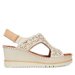 Sandały Pikolinos. Białe sandały Pikolinos, bez wzorów, bez obcasa, na koturnie, bez zapięcia. Za 599.99 zł.