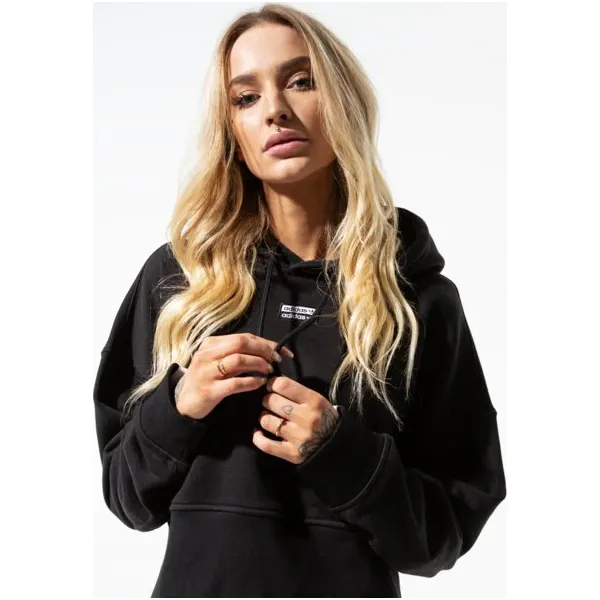 Adidas Bluza Vocal Crop Hood , czarny, rozmiar S. Czarne bluzy adidas, s, z aplikacjami, z bawełny, bez ramiączek, z kapturem. Za 249.99 zł.