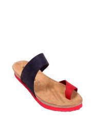 Comfortfusse Skórzane klapki w kolorze czarno-czerwonym rozmiar: 41. Czarne klapki Comfortfüße, bez wzorów, z nubiku, z otwartym noskiem, bez obcasa, bez zapięcia. Za 217.99 zł.