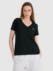 4F T-shirt oversize gładki damski - czarny XL. Czarne t-shirty 4f, xl, bez wzorów, z bawełny, klasyczne, bez kołnierzyka, bez ramiączek. Za 59.99 zł.