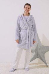 Women'secret szlafrok Cozy Day & Night kolor niebieski. Niebieskie szlafroki damskie women'secret, l, bez wzorów, bez ramiączek. W wyprzedaży za 169.99 zł.