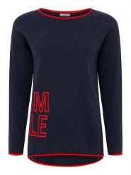 Zwillingsherz Sweter "Smile" w kolorze granatowym rozmiar: L. Niebieskie swetry Zwillingsherz, l, bez wzorów, z kaszmiru, bez ramiączek. Za 211.81 zł.