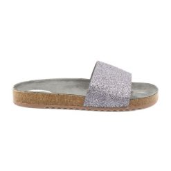Srebrne Profilowane Klapki Damskie Filippo DK1373/20 GM szare. Szare klapki bez wzorów, z materiału, casualowe, bez obcasa, bez zapięcia. Za 56.10 zł.