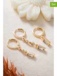 Lodie Silver Pozłacane kolczyki-kreole (3 szt.) rozmiar: onesize. Szare kolczyki Lodie Silver, z cyrkonią, metalowe. Za 30.99 zł.