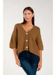 Tamba Kardigan w kolorze jasnobrązowym rozmiar: 36/38. Brązowe swetry Tamba, bez wzorów, z wełny, bez ramiączek. Za 184.02 zł.