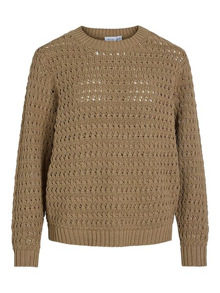 Vila Sweter "Lisette" w kolorze brązowym rozmiar: L. Brązowe swetry Vila, l, bez wzorów, z bawełny, bez ramiączek. Za 74.81 zł.