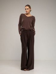 Tantra Spodnie w kolorze brązowym rozmiar: S. Brązowe spodnie materiałowe Tantra, bez wzorów, z materiału, z podwyższonym stanem. Za 208.99 zł.