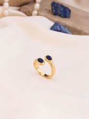 Pierres de Jade Pozłacany pierścionek z agatami rozmiar: onesize. Niebieskie pierścionki Pierres de Jade, z agatem, pozłacane. Za 43.99 zł.