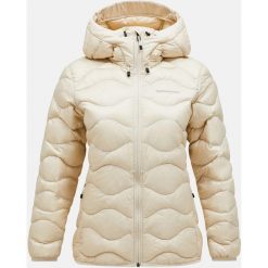 Kurtka Peak Performance puchowa damska Helium Down Hood Jacket beżowa - S. Brązowe kurtki Peak Performance, na lato, l, bez wzorów, z elastanu, eleganckie, bez kaptura. Za 1,235.85 zł.