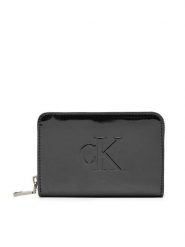 Calvin Klein Mały Portfel Damski K60K613059 Czarny. Czarne portfele Calvin Klein, bez wzorów, ze skóry. Za 189.99 zł.