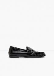 Loafersy z marszczeniem. Czarne baleriny bonprix, bez wzorów, klasyczne, bez obcasa, bez zapięcia. Za 112.99 zł.