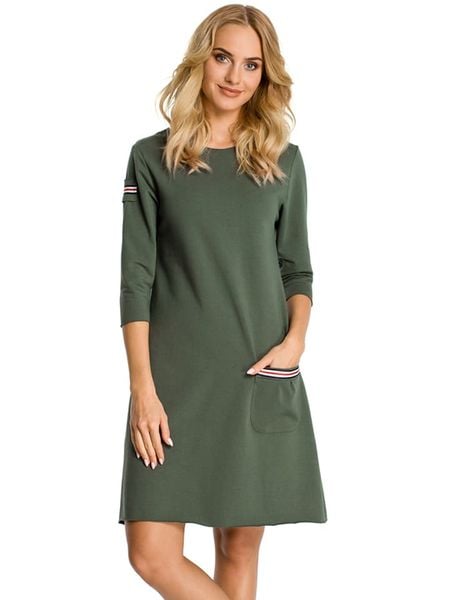 Made of emotion Sukienka w kolorze zielonym rozmiar: L. Brązowe sukienki Made Of Emotion, l, bez wzorów, bez kołnierzyka, bez ramiączek, mini, rozkloszowane. Za 159.95 zł.