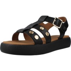 Sandały GEOX D CAMALEI Czarny. Czarne sandały Geox, bez wzorów, z syntetyku, bez obcasa, bez zapięcia. Za 323.99 zł.