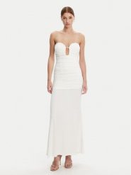BARDOT Sukienka wieczorowa 59692DB1 Biały Slim Fit. Białe sukienki Bardot, bez wzorów, z syntetyku, wizytowe, bez kołnierzyka, bez ramiączek. Za 399.99 zł.