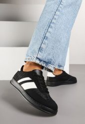 Czarne Klasyczne Sneakersy Tenisówki na Półprzezroczystej Podeszwie Niniel. Czarne trampki Renee, bez wzorów, z jeansu, eleganckie, bez zapięcia. W wyprzedaży za 67.99 zł.