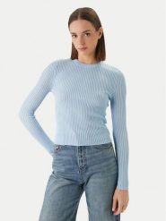 HUGO Sweter Somya_B 50554221 Błękitny Slim Fit. Niebieskie swetry Hugo, m, bez wzorów, z wełny, bez ramiączek. Za 429.99 zł.