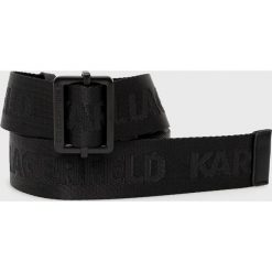Karl Lagerfeld pasek Karl Lagerfeld x Cara Delevingne damski kolor czarny. Czarne paski KARL LAGERFELD, bez wzorów, z włókna. W wyprzedaży za 239.99 zł.