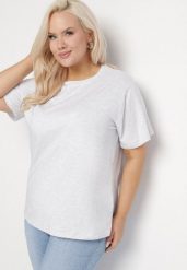 Jasnoszary Bawełniany Klasyczny T-shirt Oltebia. Szare t-shirty Born2be, uniwersalny, bez wzorów, z bawełny, klasyczne, bez kołnierzyka, bez ramiączek. W wyprzedaży za 38.24 zł.