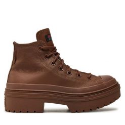 Botki Converse. Brązowe botki Converse, bez wzorów, retro, bez obcasa, na płaskiej podeszwie, bez zapięcia. Za 309.99 zł.