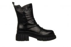 Botki Bayla-161 157 2371 10 Black 161611, Czarny, Skóra naturalna - 39. Czarne botki Bayla, bez wzorów, z gumy, eleganckie, z okrągłym noskiem, za kostkę, bez obcasa, bez zapięcia. W wyprzedaży za 299.00 zł.