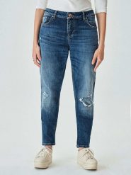 LTB Dżinsy "Mika C" - Tapered fit - w kolorze granatowym rozmiar: W30/L32. Niebieskie jeansy LTB, l, z aplikacjami, ze skóry, klasyczne, z podwyższonym stanem. Za 135.49 zł.