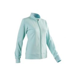 Bluza Gym & Pilates 100 damska. Niebieskie bluzy DOMYOS, xl, bez wzorów, z bawełny, bez kaptura, na jogę i pilates. Za 49.99 zł.