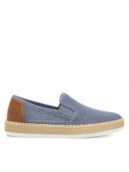 Rieker Espadryle L7873-12 Niebieski. Niebieskie espadryle Rieker, bez wzorów, z materiału, bez obcasa. Za 299.99 zł.