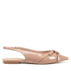 Baleriny JENNY. Brązowe baleriny Jenny, bez wzorów, bez obcasa, bez zapięcia. Za 99.99 zł.